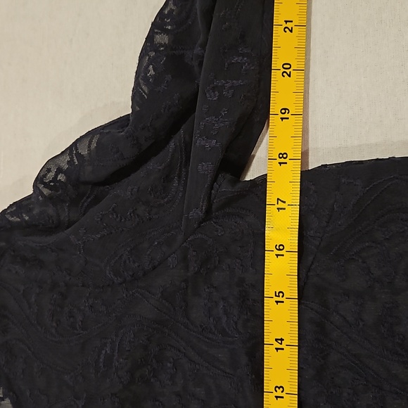 NWT Ann Taylor loft navy sheer embroidered top size Petite Small - Picture 11 of 12